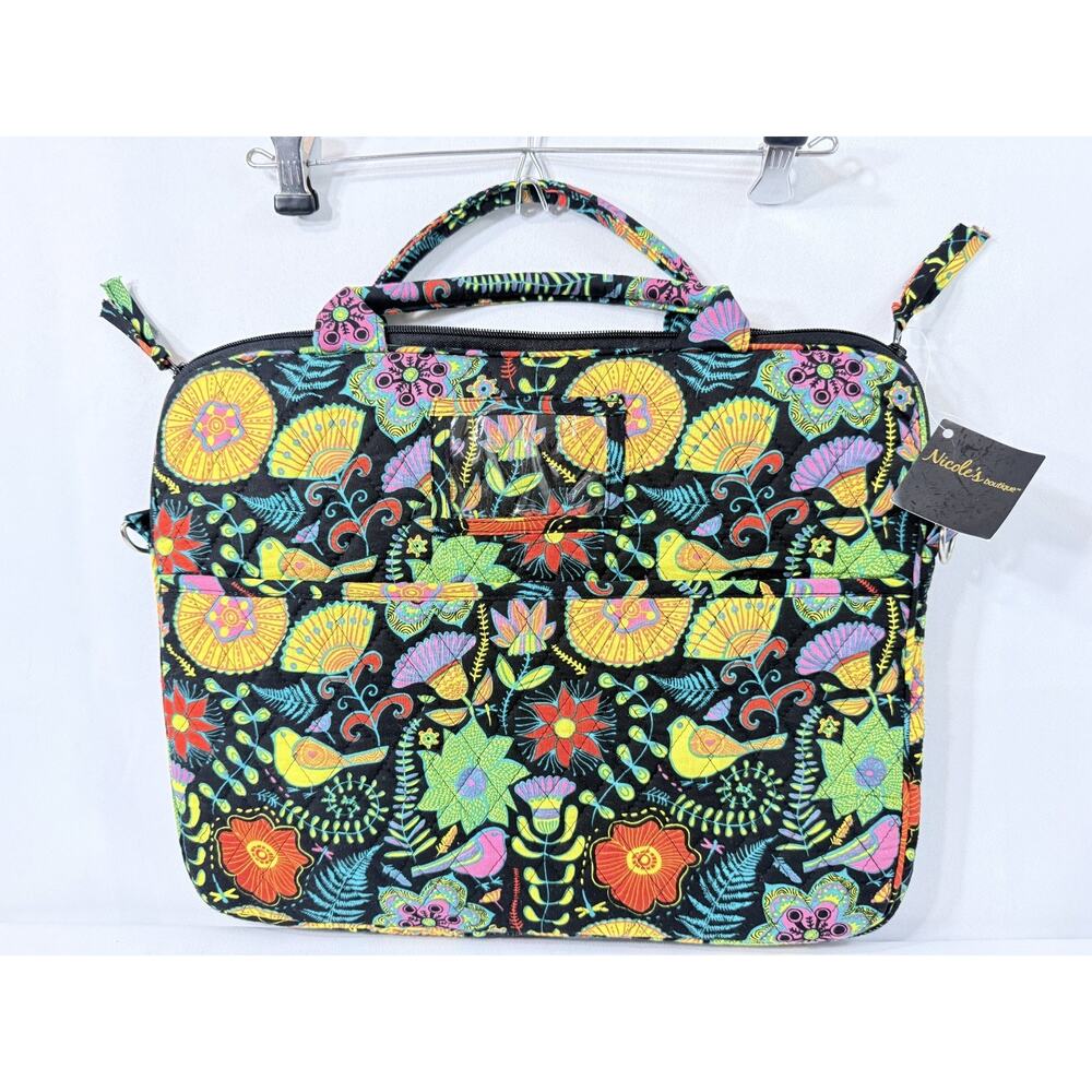 Nicole's Boutique Laptop Case 13" Quilted Floral Bird Print NWT No Strap